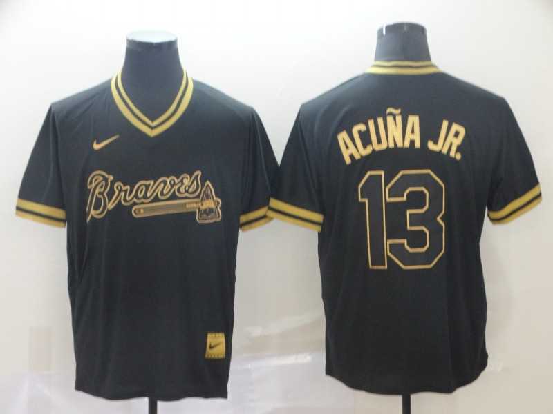Braves 13 Ronald Acuna Jr Black Gold Nike Cooperstown Collection Legend V Neck Jersey (1),We sell and wholesale Braves 13 Ronald Acuna Jr Black Gold Nike Cooperstown Collection Legend V Neck Jersey (1) on line form chian!